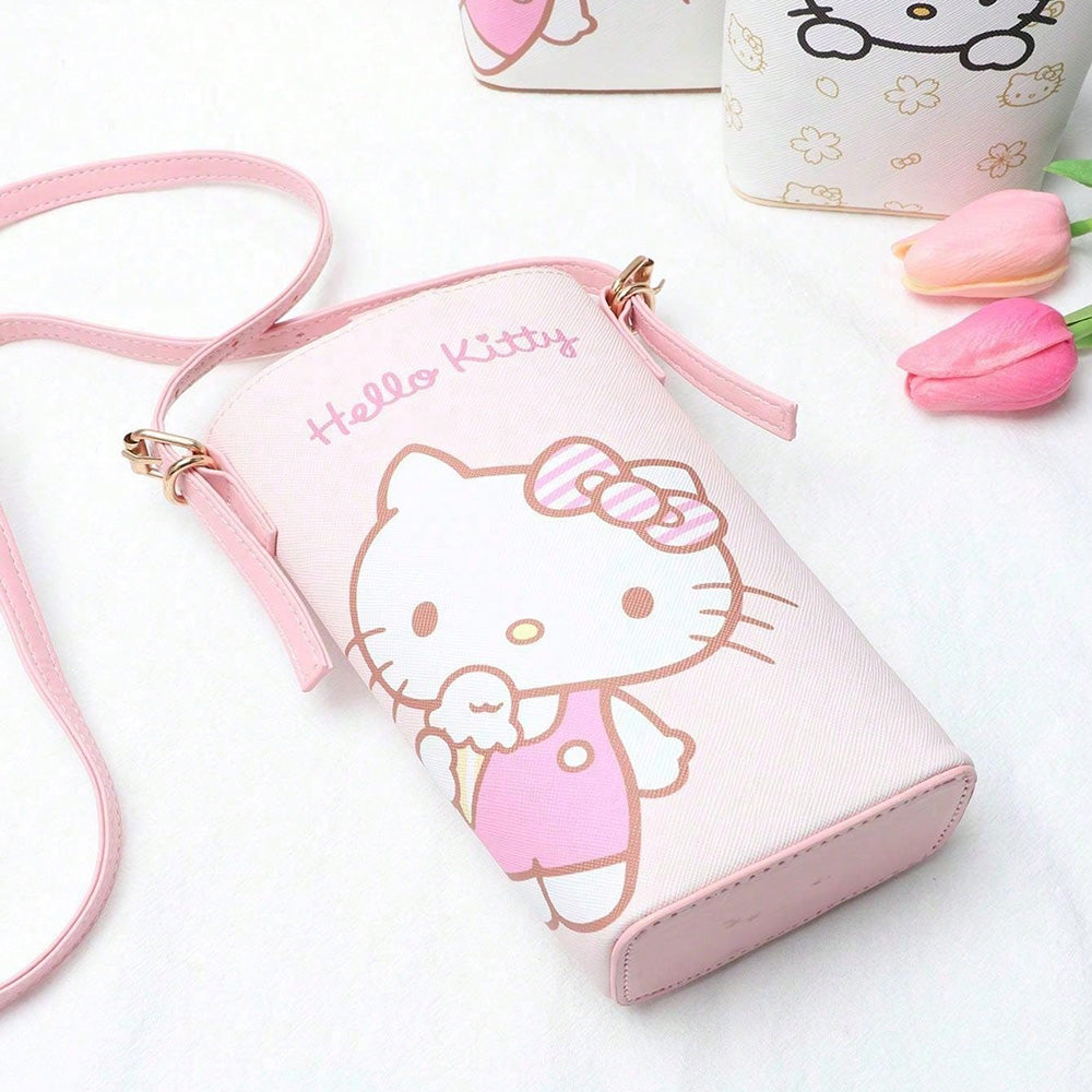 Sanrio Hello Kitty PVC Faux Leather Phone Pouch with Pink Bow Secondary image
